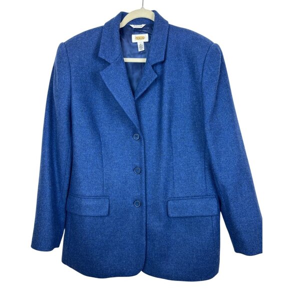 Talbots Women's Size 16 Blazer Jacket 100% Wool Blue Professional Career - Picture 12 of 14